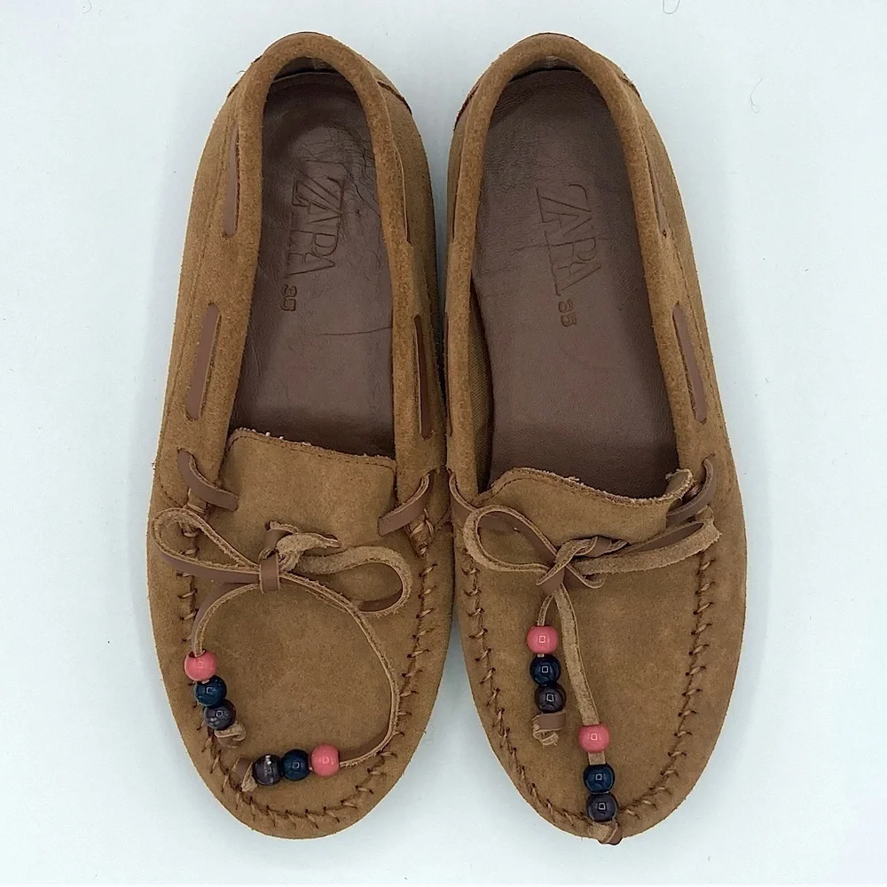 Zara suede moccasins, very‎ good preowned condition! Size 35- Kids 3.5 women’s 5